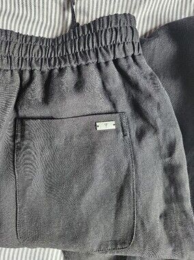 NWT - Ami Alexandre Mattiussi Women's Black Elastic-Waist Linen Pants - Size M